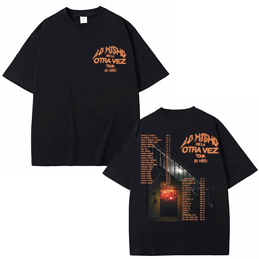 

Lo Mismo Dela Otra Vez Tour Print T-Shirts Mora Album Men Women Hip Hop T Shirt Fashion Breathable Cotton Oversized T-shirt S