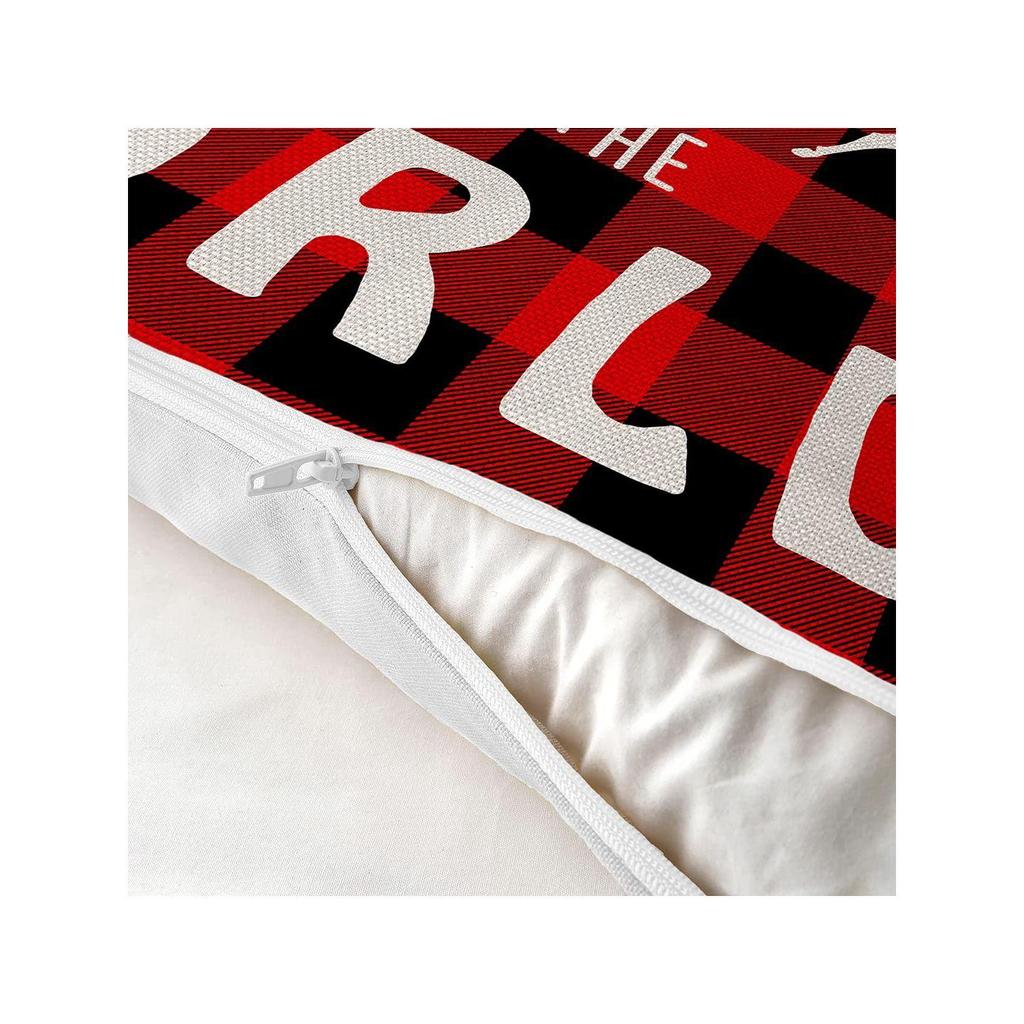 Set of 4 Merry Christmas Decorative Throw Pillow/Cushion Covers - CC219 - (18 X 18 INCH, Red & Off-White)