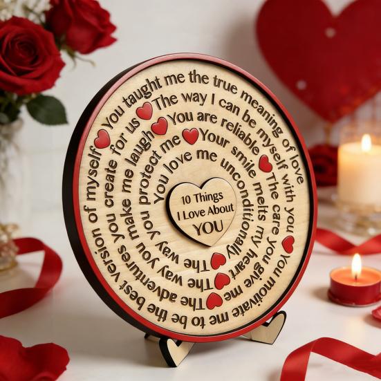 10 Dingen Die Ik Leuk Vind Aan Jou Houten Bord Romantische Quote Tafelblad Bord Rustiek Boerderij Ornament voor Huis Slaapkamer Woonkamer Plank Tafel Gelaagd Dienblad