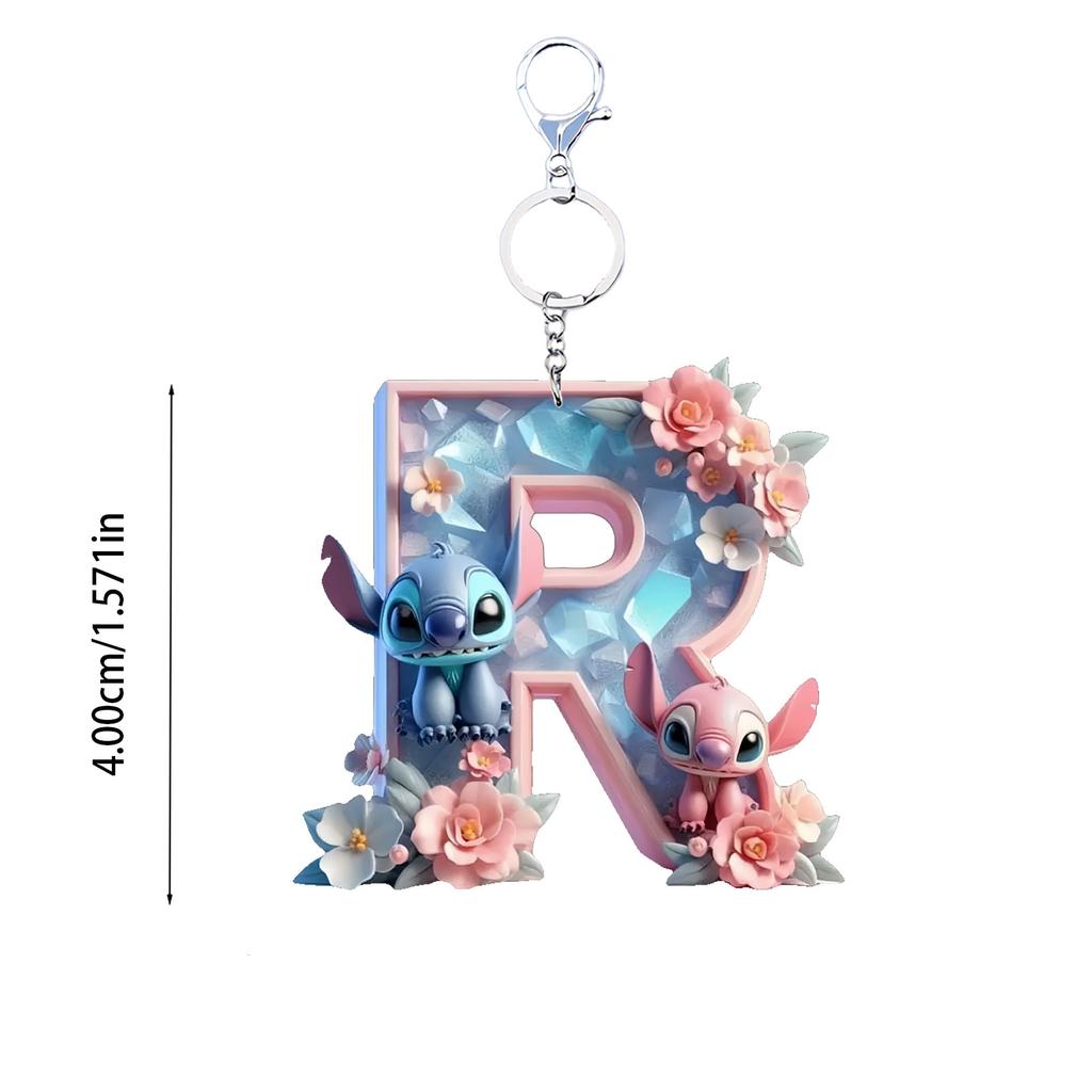 stitch acrylic cute keychain cartoon flat 2D stilt English letters ornament doll cartoon birthday gift halloween