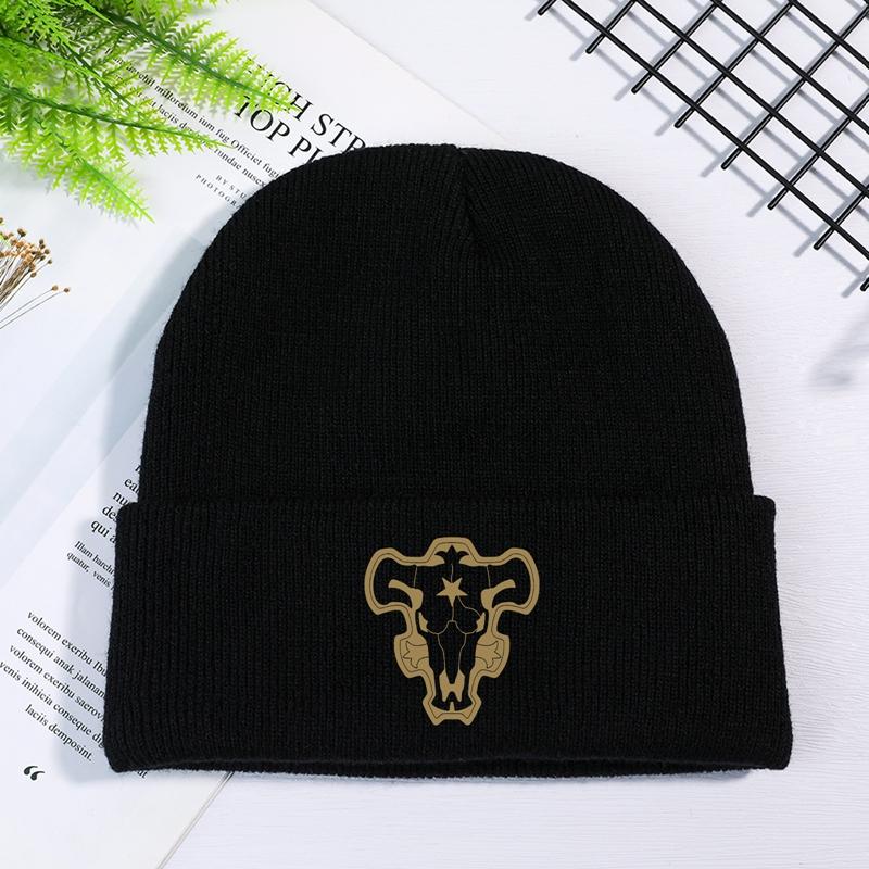 Anime Black Clover Winter Warm Adult Bouncy Hats Outdoor Leisure Student Knit Hat Unisex Kids Cartoon Printing Knitted Cap Gifts