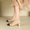 9-Color Matching Thick Heel Square Buckle Shoes Women's Light Mouth Middle Heel Square Head Single Shoes Women's Wedding Shoes Dress Bridesmaid Shoes