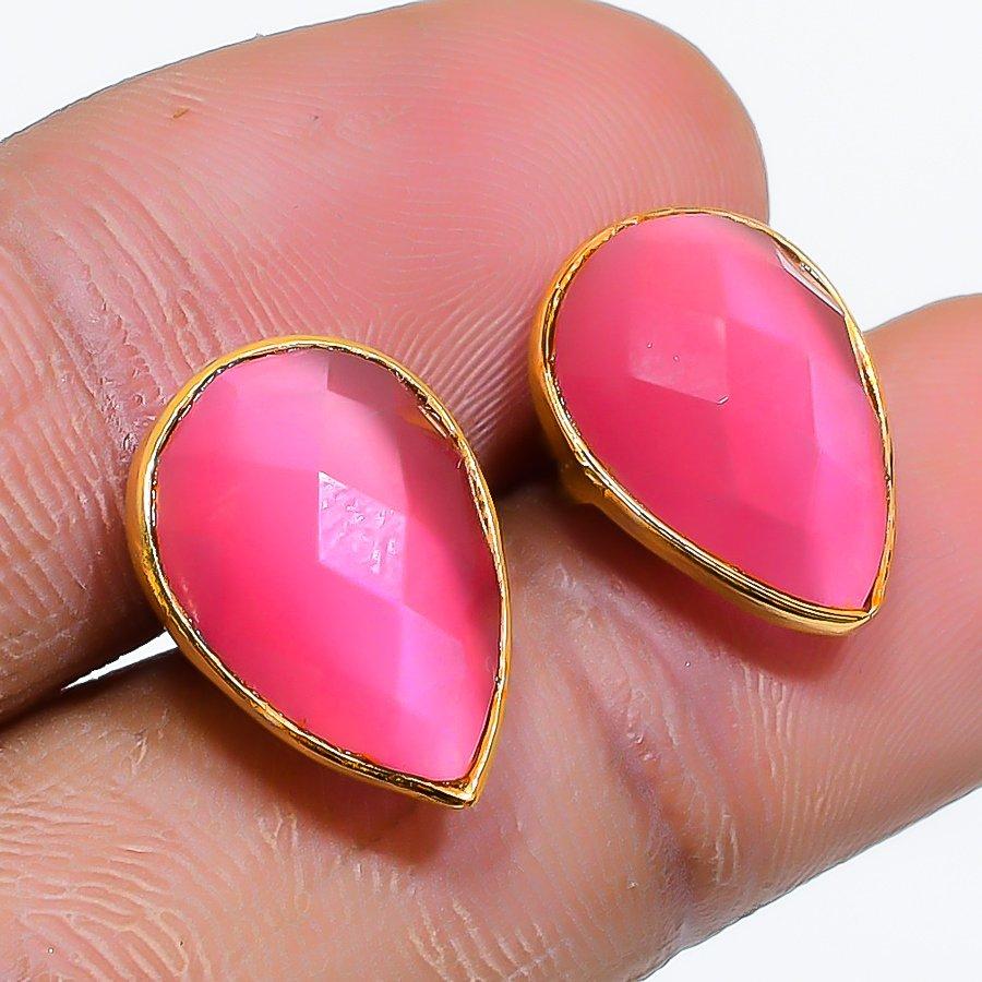 

Pink Monalisa Gemstone Handmade 925 Sterling Silver Jewelry Earring 0.59 GK-4970