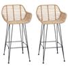 Bar Stool 2 Pcs 55 X 52 X 92 Cm Rattan and Iron