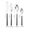 Korean Style 430 Stainless Steel Tableware Set with Imitation Wood Grain Handles: Includes Knife, Fork, Spoon, and Chopsticks