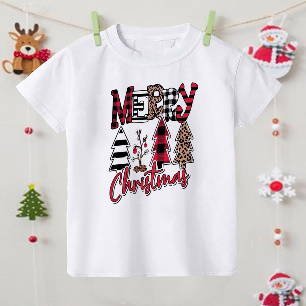 Crăciun Fericit Tricou Imprimat cu Elan Copil Tricou de Crăciun Haine Copil Topuri Băiat Fată Ținută Petrecere Crăciun Cadouri de Sărbători pentru Copii