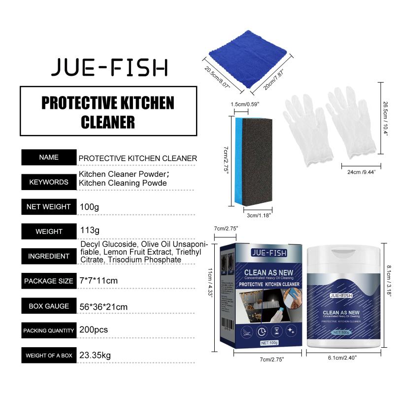 Kitchen Cleaning Powder for Range Hood Stove Faucet Oil Dirt Remover Powerful Degreaser Home Safe Formula Easy Application