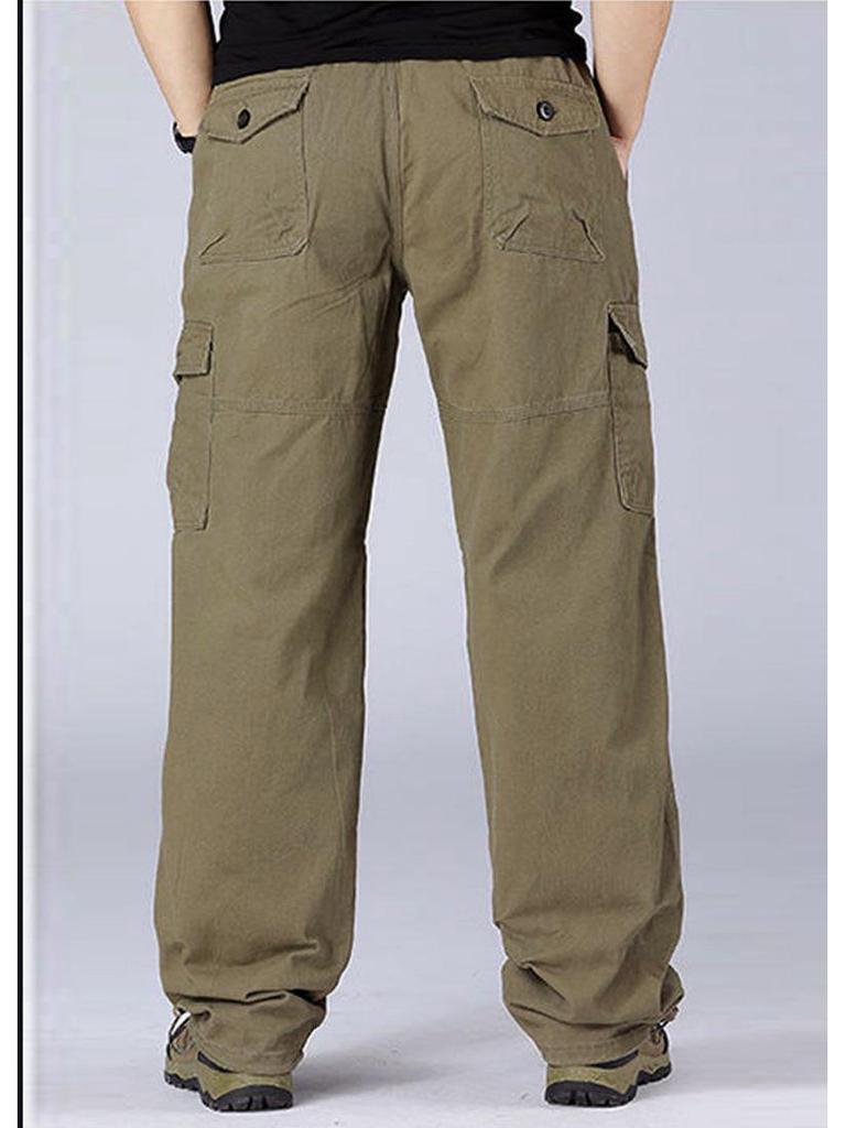 Men's Multi-pocket Cotton Cargo Pants: Spring/Autumn Loose Fit