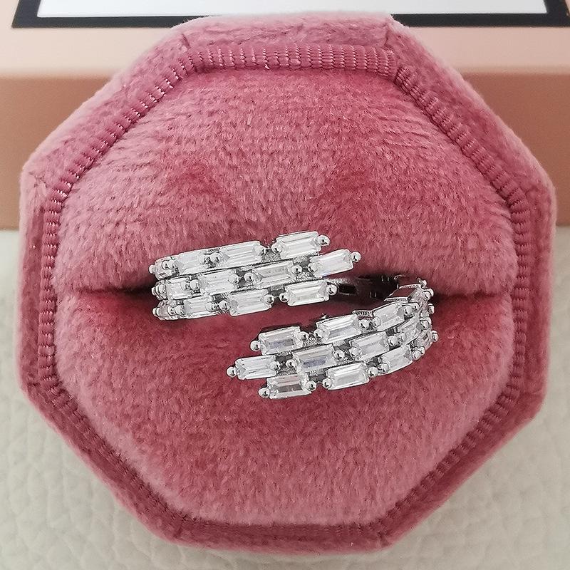 

Корейский стиль Трехрядное нерегулярное женское открытое кольцо r5225 Adjustable Open Ring белый