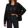 Ladies Fashion Casual Solid Color Outdoor Leather Jacket Short Coat