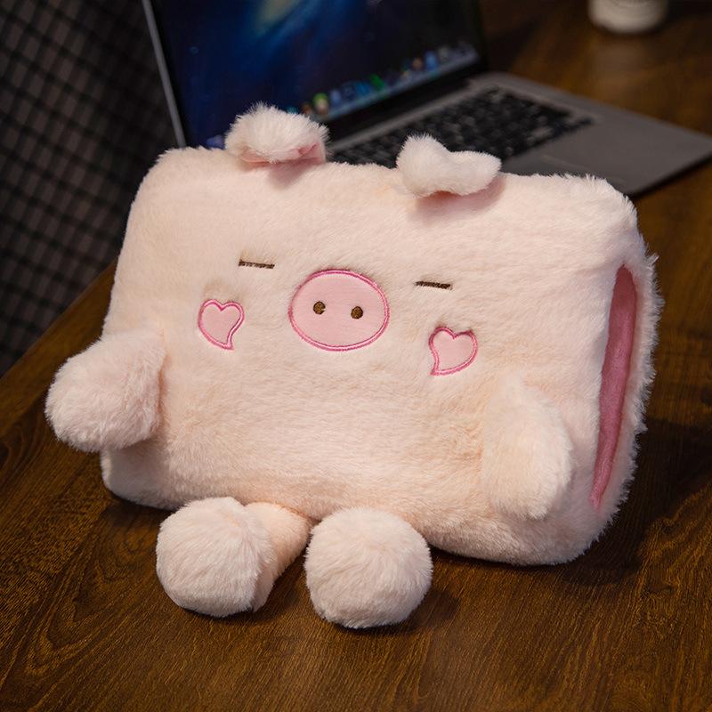 Pătură Pernă de Mână cu Dublu Scop Student Drăguț Animal Mic Husă de Încălzit Mâinile Poate Interveni în Perna Perna pentru Pauza de Prânz la Birou