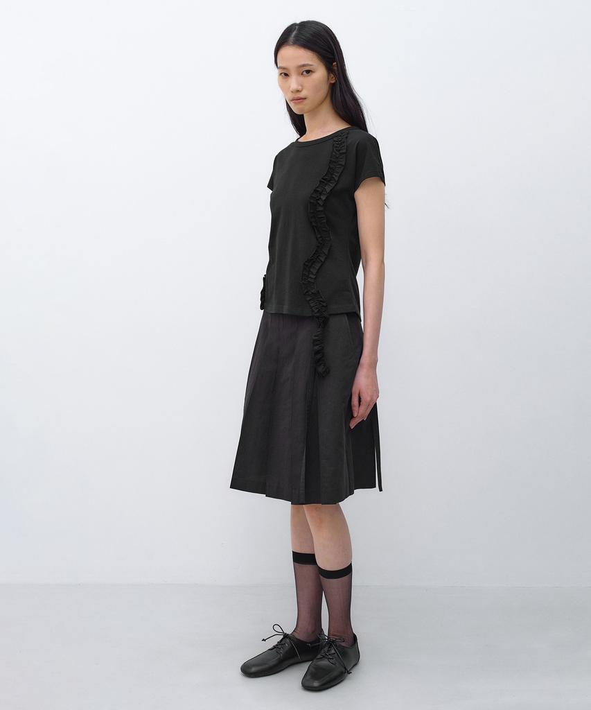 INSILENCE WOMEN Frill Strap Pigment Top Black