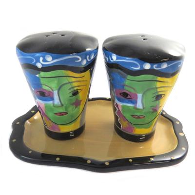 [P1369] - Multicolored 'Graphio' Salt and Pepper Set