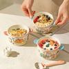 Cute Yogurt Binaural Bowl,New TCeramic Ableware for Home Use,Soup Breakfast,Oats,Fruit Salad Bowls,Halloween Christmas Gifts