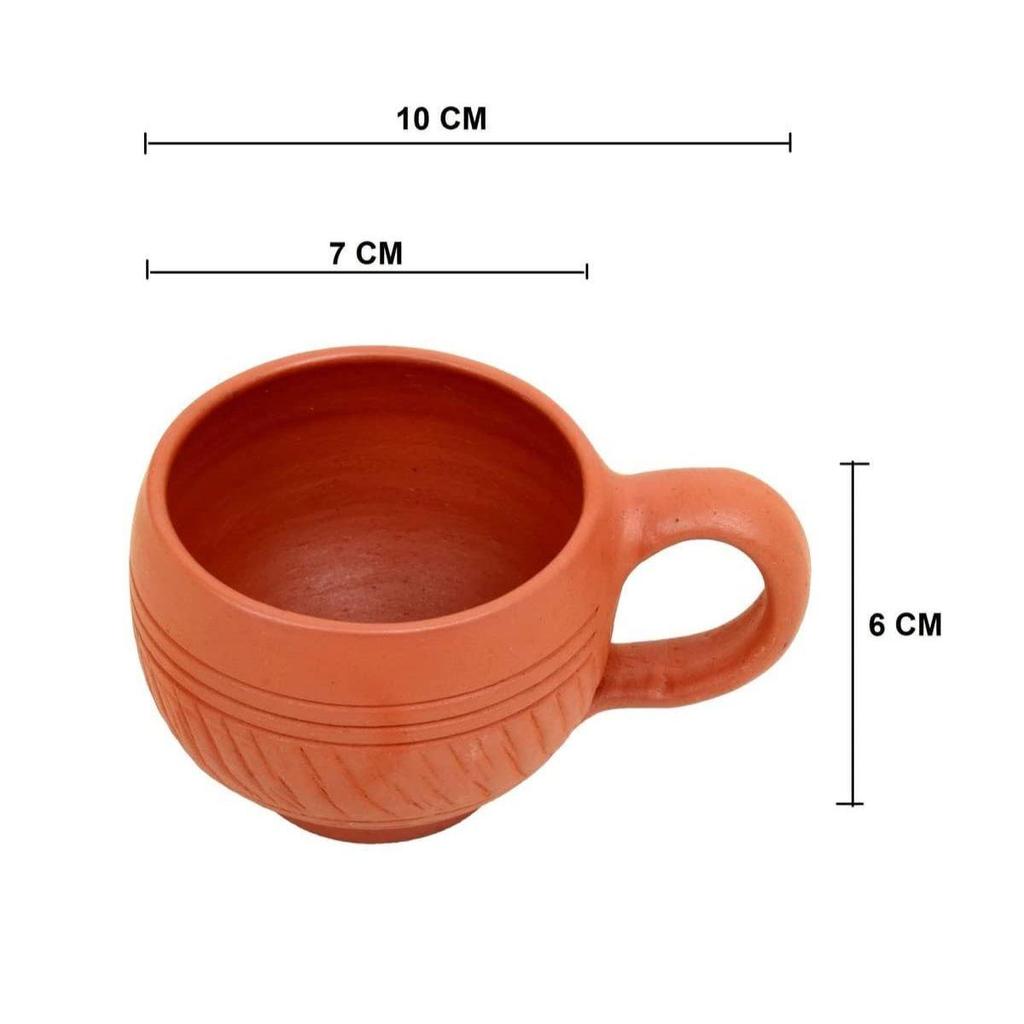Handcrafted Mitti Clay Tea Cup Coffee Mug Set Natural Handmade Earthen Clay Kulhad Kullar Chai Ke Cup Pack of 6 (Clay Tea Cup-6 Pcs) 100 Ml Each
