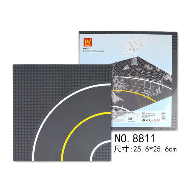 Non-Toxic City Road Street Baseplate Straight Crossroad Curve T-Junction Building Blocks 8810 8811 Base Plate Compatible Classic Bricks