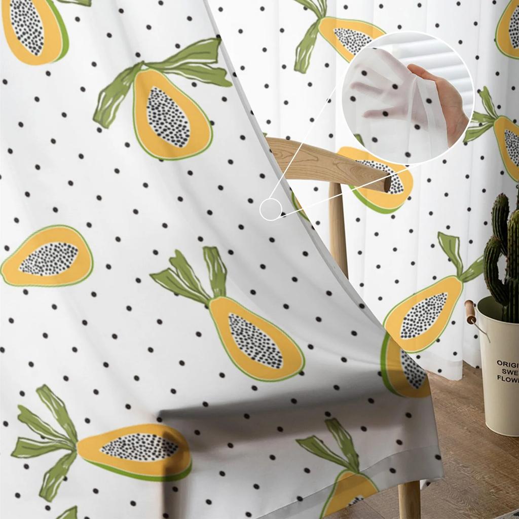 Polka Dot Papaya Texture Tulle Curtains Living Room Kitchen Chiffon Curtain Bedroom Balcony Sheer Curtain Fashion Home Decor