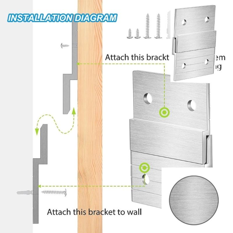 8 párů hliníkových Z-věšáků na francouzský klín Podpěry pro nástěnné panely Vylepšení pro zavěšení zrcadel, obrázků a rámů s uměním na zeď