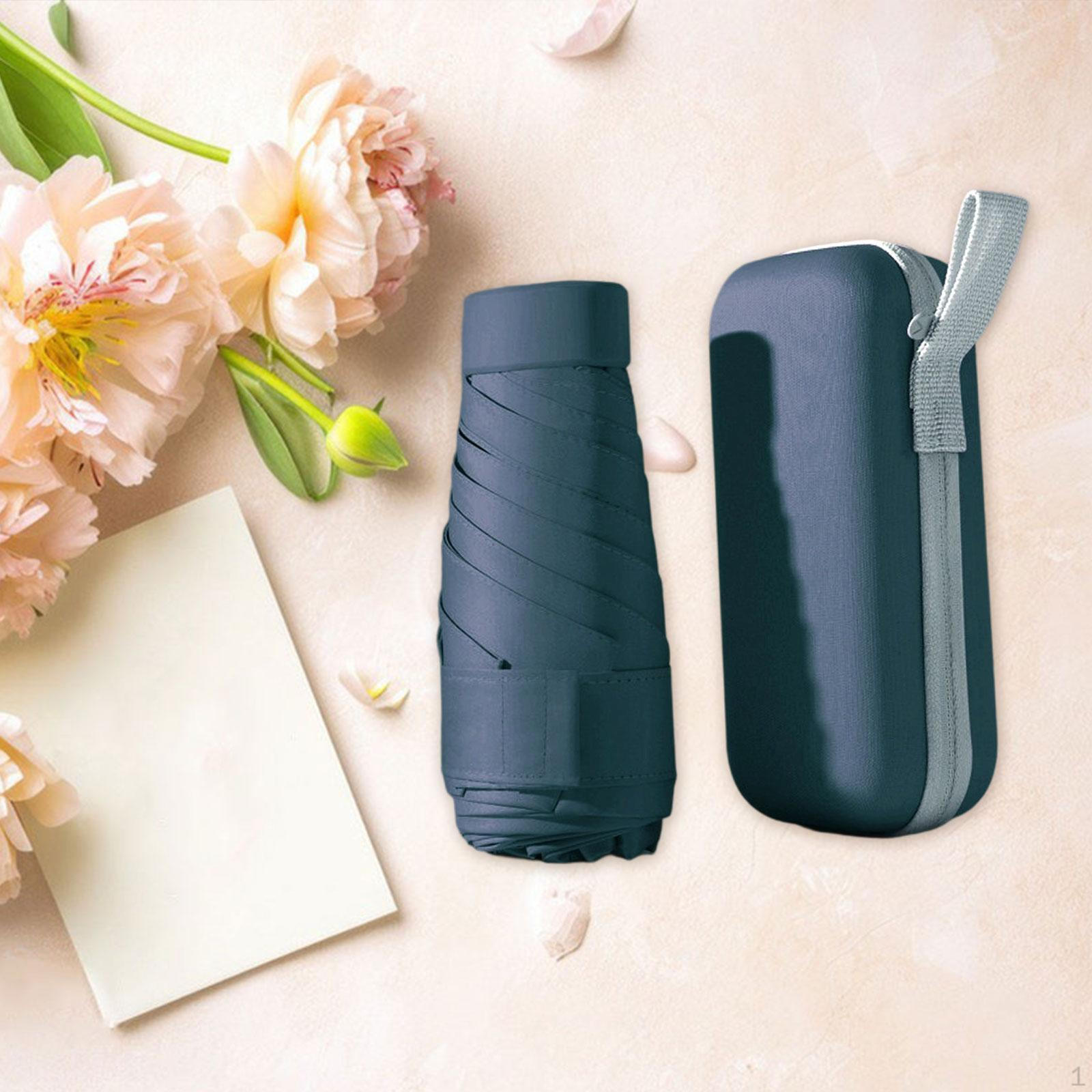 

Мини дорожный зонт 6 спиц Портативный зонтик для пеших походов и активного отдыха темно-синий