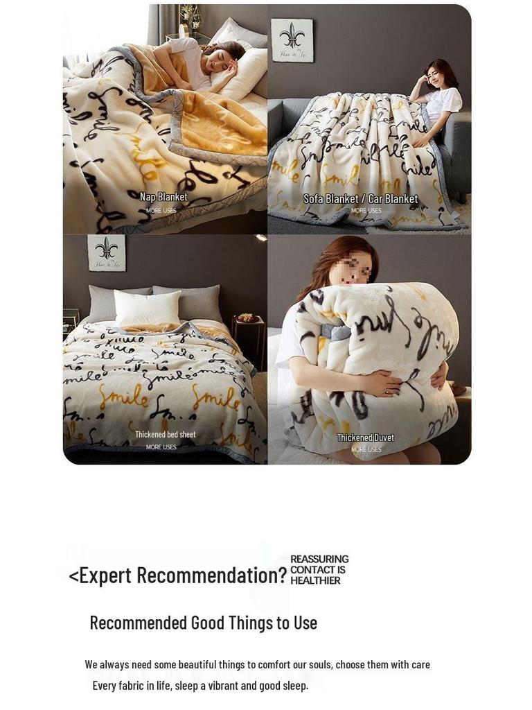G5Z Thickened Raschel & Coral Flannel Winter Blanket for Dorms & Bedrooms