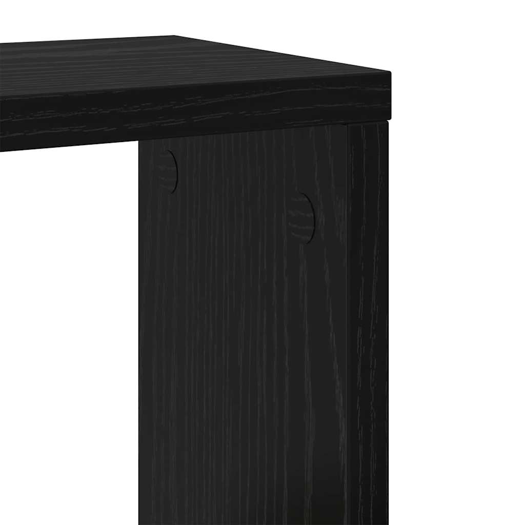 Wall Shelves with Shelf 2 pcs Black Oak Effect Wood Based Material