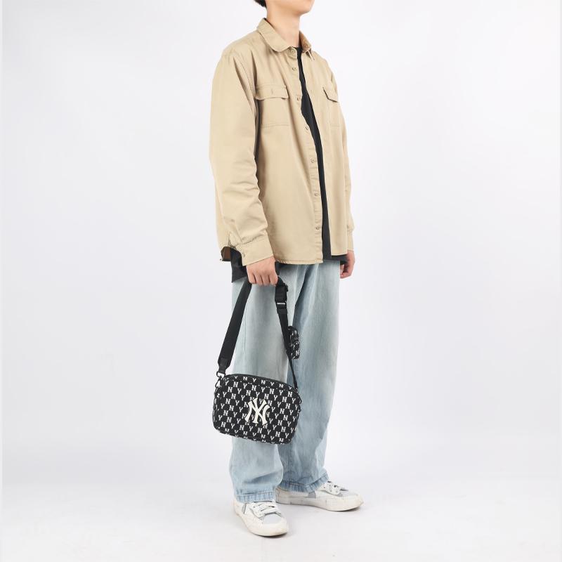 New MLB Monogram Collection Polyester Combo Bag, Camera Bag, Crossbody Bag, Shoulder Bag Unisex Black 3ACRM012N-50BKS