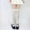 Retro Lolita Lace Bow Over-the-Knee Socks Hollow Lace Mary Jane Sweet Mid-Calf Socks Summer Thin Short Socks