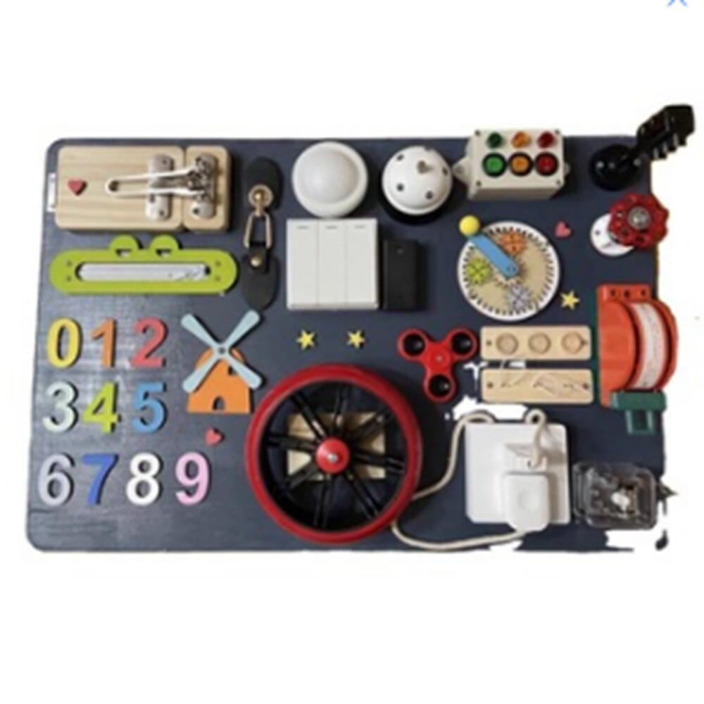 Hand-Painted DIY Busy Board: Educational Wooden Gears & Clock Ornament for Teaching and Decoration