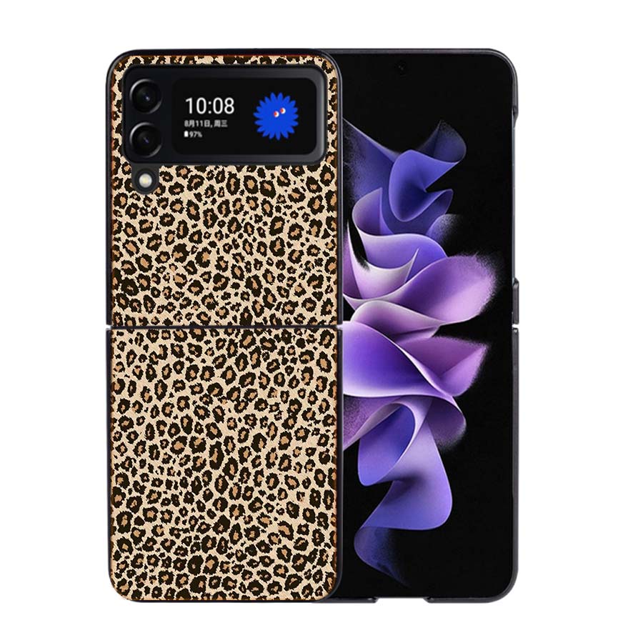 Fashion Tiger Leopard Print Panther Cool Phone Case For Samsung Z Flip 7 6 5G Galaxy Z Flip4 Z Flip5 Z Flip3 Coque Black Hard PC