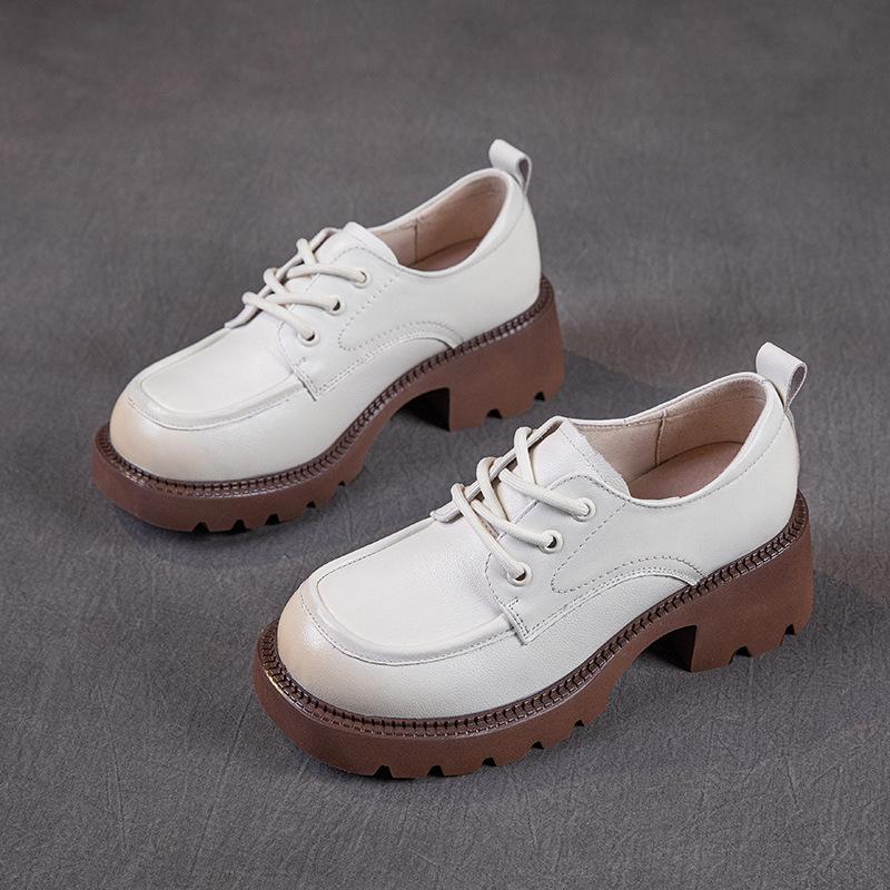 

The first layer of cowhide loafers women s spring 2025 new leather muffin thick-soled one-pedal casual women s single shoes 40