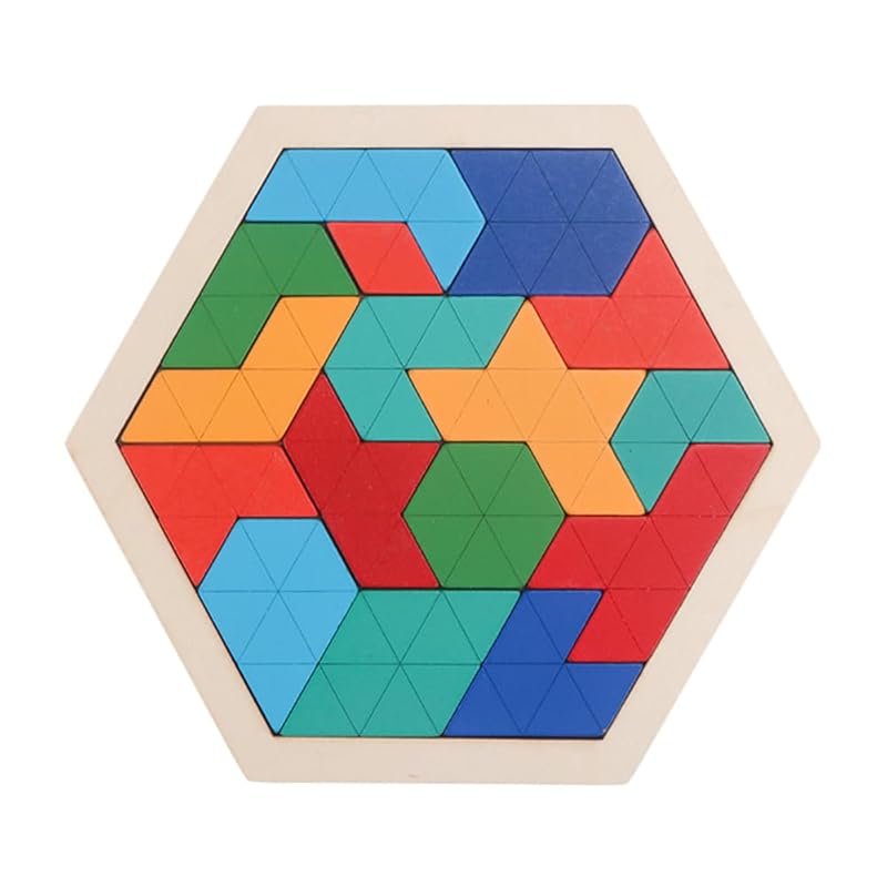 SANJAOYEE Wooden Tetris Puzzle, Ages 6-7, Develops Shape Sense with Colors and Shapes, Elementary School Girls and Boys, Birthday Gift, Building