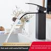 Messing/Edelstahl Badezimmer-Mischbatterie - Heiß-/Kaltwasser Flacher Auslaufhahn für Waschbecken Badewanne, Galvanisch Beschichtet Korrosionsbeständig