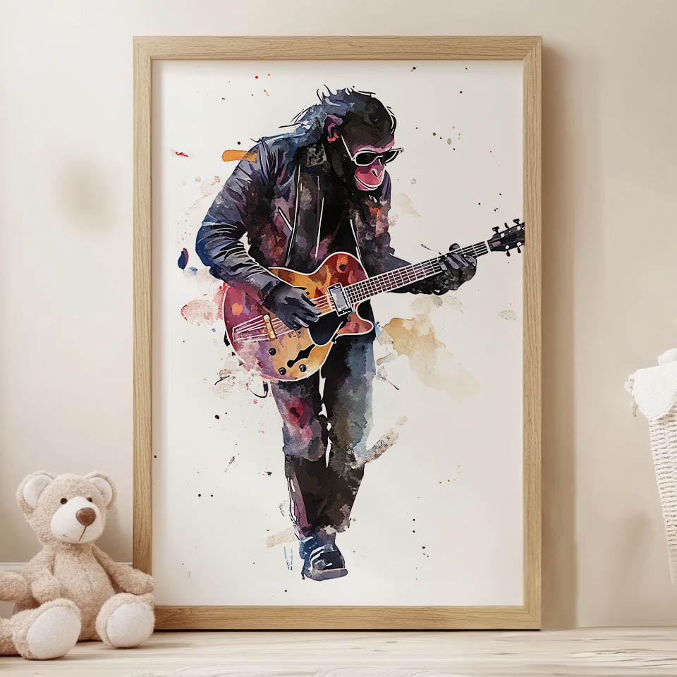 Guitar Master Poster Guitar Master Poster, 30X40 Cm, Dark Brown Wooden Frame, 230 Gsm Matte Paper