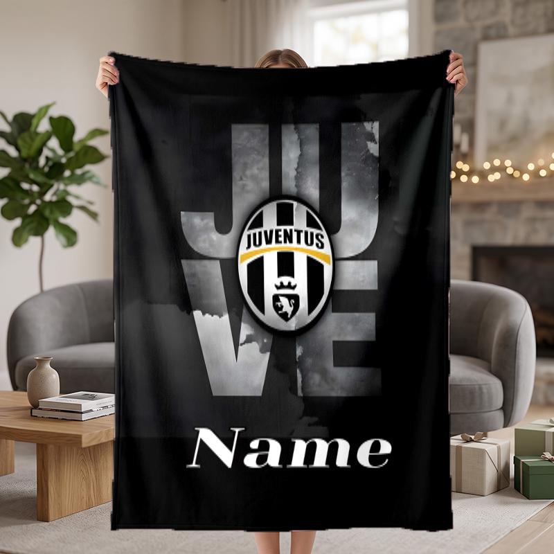 Juventus FC Benutzerdefinierte Flanelldecken Weich Warm Gemütlich Überwürfe für Wohnkultur Feiertagsgeschenke