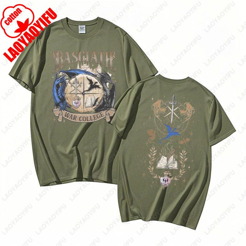 

Fourth Wing Basgiath War College Graphic TShirt Dragon Rider Fantasy Tees Women Vintage Cotton Tops Bookish Gift for Readers S