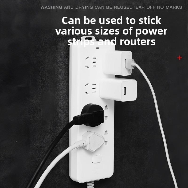 Non-sticky Double-sided Adhesive Tape Plug Holder for Wall Mounting and Hanging Power Cord Organizer Without Drilling Holes