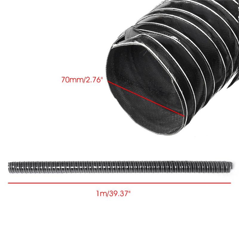 Car Hood Air Intake Pipe Ventilation Hood Air Intake Pipe 1m Air Ducting Hose Tube 76/70/63/60/57/51/45mm Flexible Filter Pipe