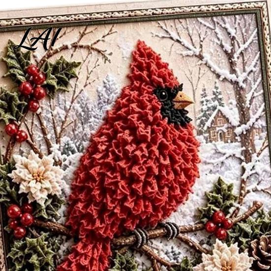 Handmade Poke Art Kit 3D Christmas Fabric Kit DIY Punch Needle Embroidery Set Painting Set Holiday No-Sew Crafts Projects for Adults and Beginner