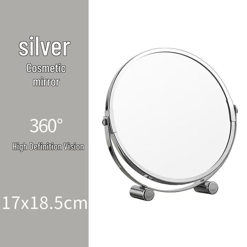 

Double-Sided Flip Makeup Mirror with High-End Design for Table or Bedroom Flat + 2x Magnification серебряный