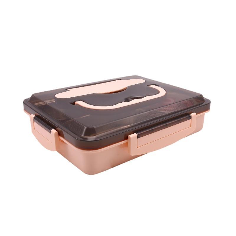 

Ланч-бокс из нержавеющей стали 304, ланч-бокс для офисных работников, сумка с ручкой, ланч-бокс с глубокой изоляцией розовый