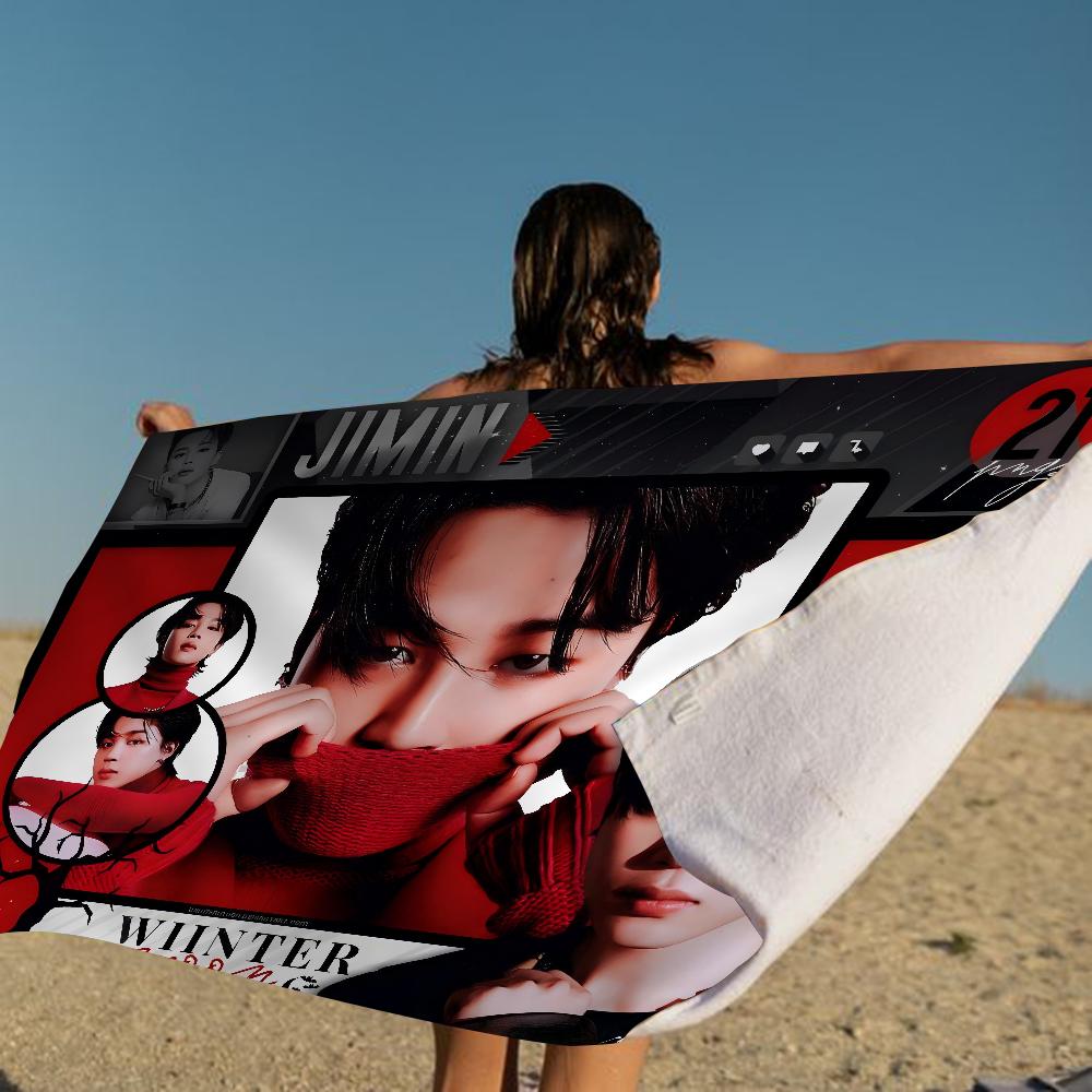Singer J-Jimin Kpop Beach Towel Colorful Bath Towels For Girl Microfiber Quick Dry Custom Sand Free Beach Yoga Spa Gym Pool