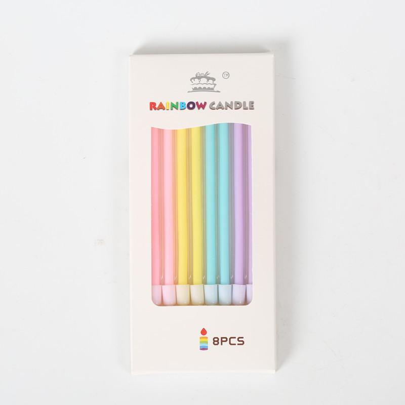 8-Piece Boxed Gradient Rainbow Birthday Pencil Candles