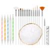 21/27PCS Manicure Tools Nail Art Brush Set with Resin Palette Nail Sculpture Pen Dotting Pen for DIY Nail Art