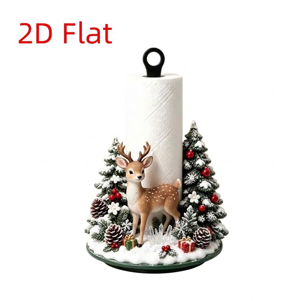 Freestanding Christmas Paper Towel Holder Acrylic Wood Base Kitchen Roll Dispenser Living Room