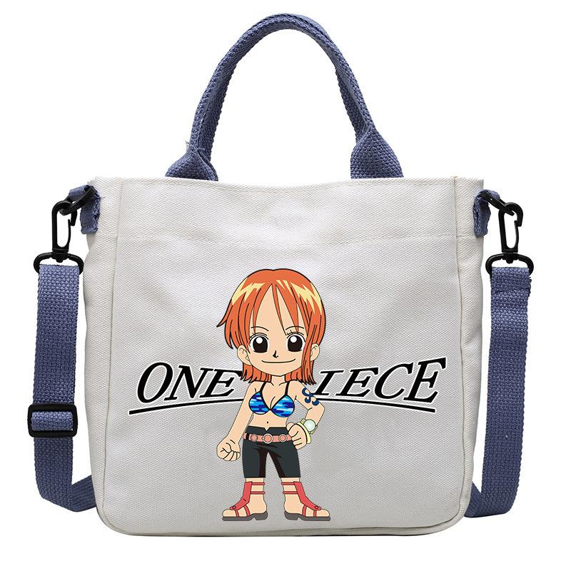 One Piece Canvas Bags Luffy Cartoon Anime Figures Print Shoulder Bag Outdoor Large Capacity Trendy Crossbody Handbag Gifts Poseable Articulated Scale