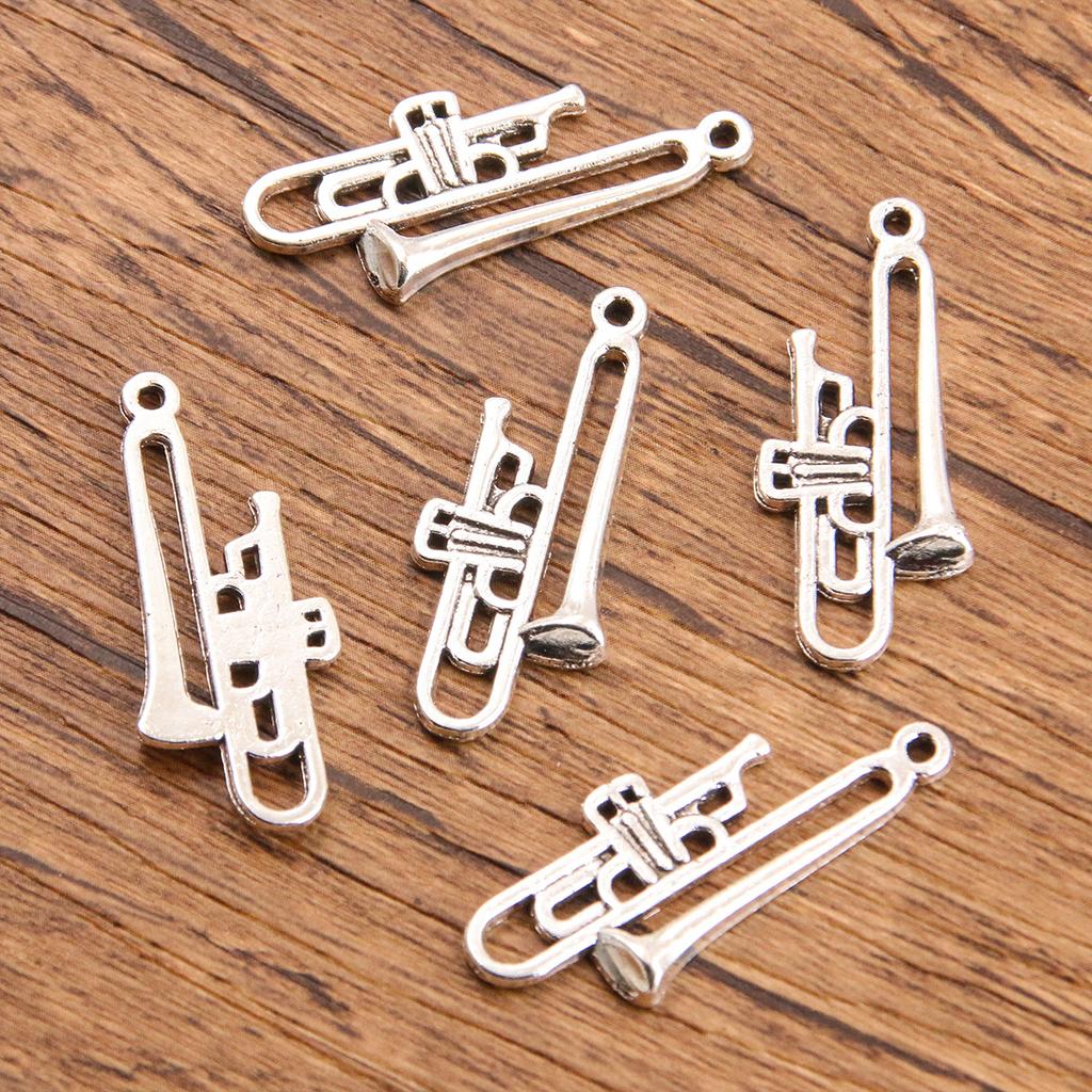 10pcs Musical Note Pendant Piano Guitar Microphone Speaker Suona Music Equipment Alloy Jewelry Accessories