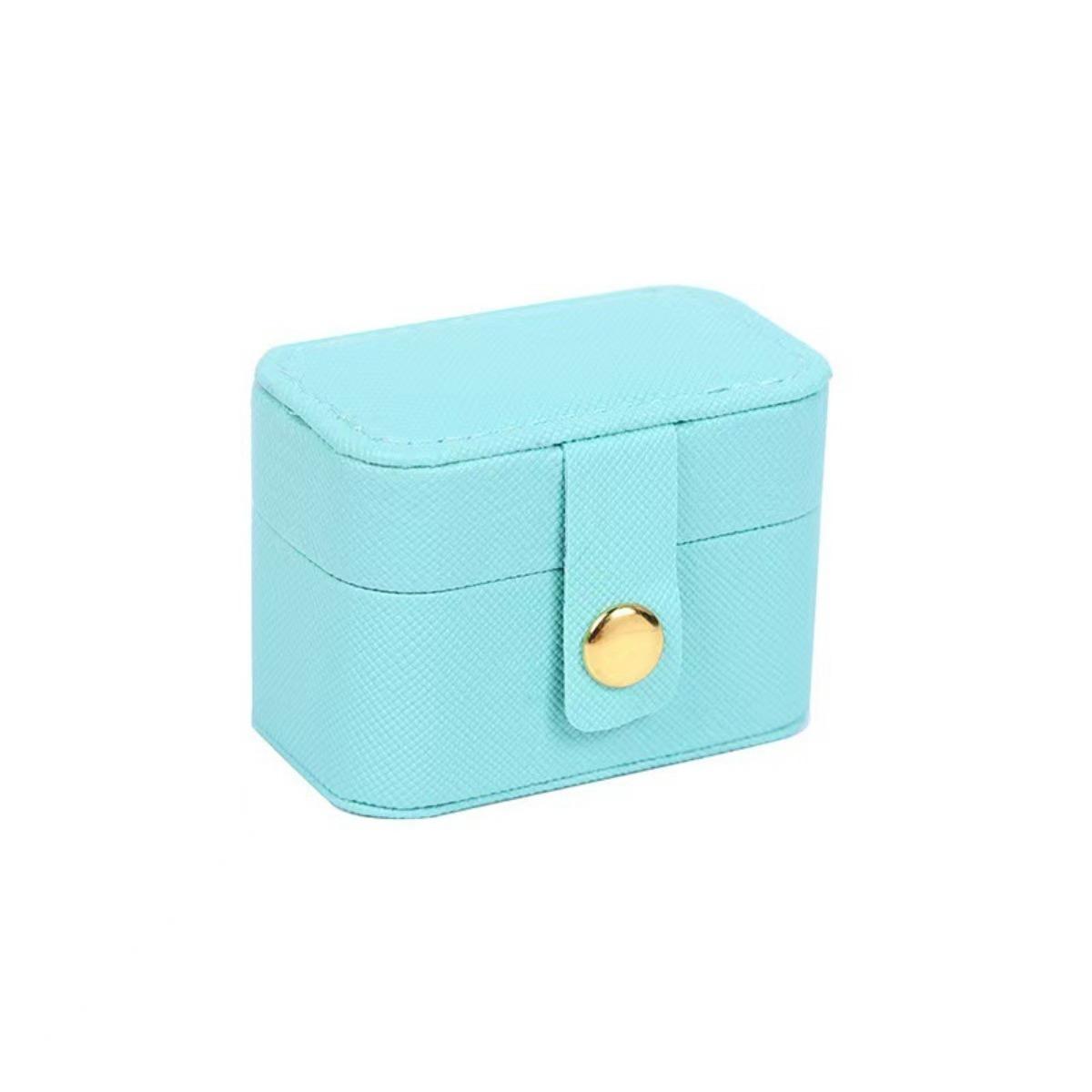 

Маленькая дорожная шкатулка для украшений для сережек-гвоздиков, мини-держатель для нескольких колец, портативный органайзер для хранения украшений синий