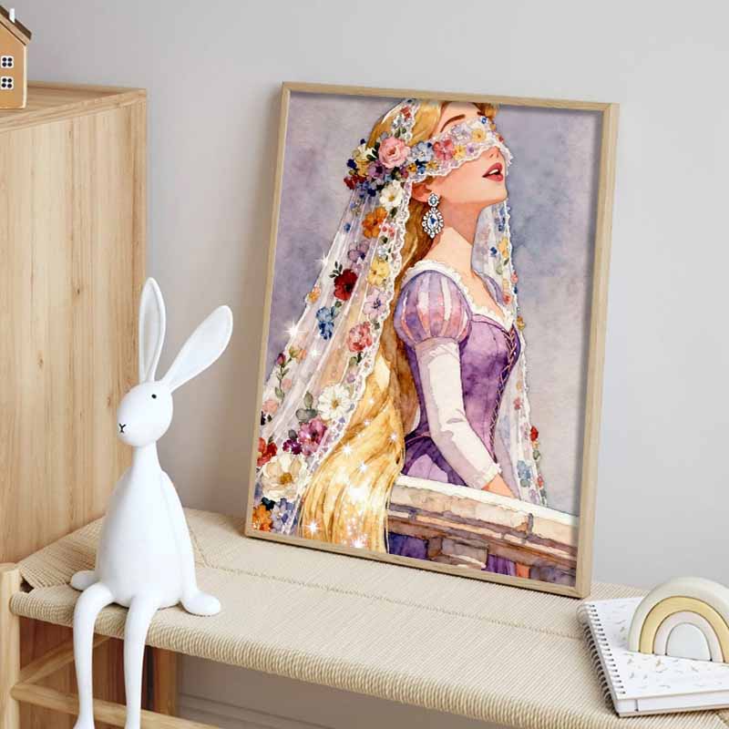 Disney 5D DIY Diamond Painting Rapunzel Watercolor Illustration, Embroidery Mosaic Cross Stitch Home Decor Gifts Crafts