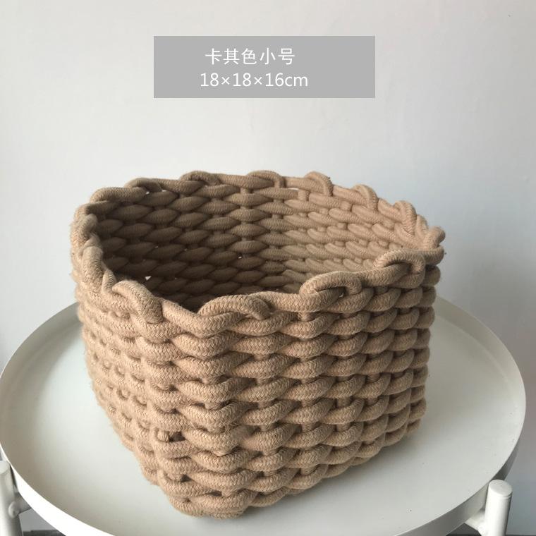 Nordic Cotton Line Ručně tkaný úložný košík z hrubého lana Jednoduchý stolní organizér Box na dětské hračky, svačiny, klíčenky, kosmetické drobnosti