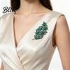 Collar Pin Brooch Imitation Crystal Inlaid Leaf Design Pin-Type Sparkling